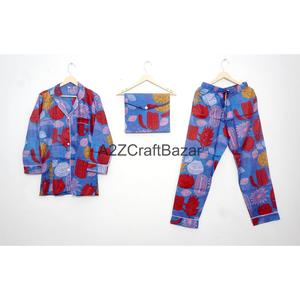Conjunto de Pijama de 2 Piezas para Mujer, Hecho a Mano, de Lujo, Vintage, Romántico, Clásico, Floral, Otoñal, 100% Algodón, Suave y Liso, Ropa de Dormir - Product Image 1