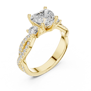 Anillo de Compromiso de Oro Sólido de 14K con Diamante Cultivado en Laboratorio de Corte Brillante en Forma de Corazón, 2 Quilates, VS VVS EF, Estilo Lujoso para Boda - Product Image 2