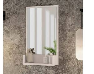 Espejo de Pared Moderno con Marco Negro y Estante de Almacenamiento, Espejo Decorativo Rectangular para Baño, Espejo de Vanidad para Hogar y Hotel - Product Image 4