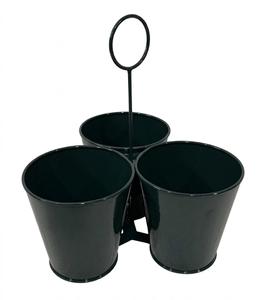 Green Iron Ironware Organizer Metal Utensil Holder Powder Coated 3 Section Modern Table Top Tableware Rack Home <b>Kitchen</b> Dining - Product Image 2