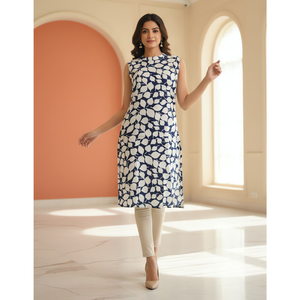 Kurta Premium de Rayón con Estampado Foil para Mujer, Estilo Recto Tradicional, Venta al por Mayor para Exportación - Product Image 3