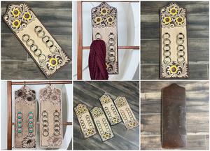 New Decorative Designer <b>Hand</b> Tooled Leather Scarf Rag <b>Holder</b> Multi <b>Ring</b> Hanging Organizer for Closet Wardrobe Space Saving Use - Product Image 3