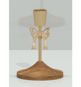 <b>Brass</b> Candle Holders Duo Minimal Taper <b>Candlestick</b> Set Elegant Tabletop Ornament Distinction - Product Image 2
