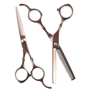 titanium brown Scissor Set of Professional Cutting Scissors Light One-Sided Thinner Extra Sharp Hairdressing Scissors Hair Cut