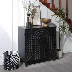 Moderno Gabinete de Almacenamiento de Madera Negra de 30 Pulgadas con Puerta Decorativa, Aparador para Sala de Estar, Dormitorio o Entrada - Product Image 2