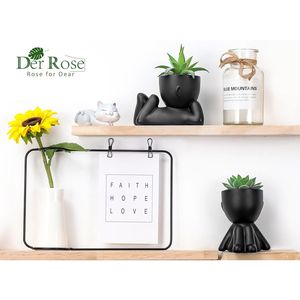 Set di 2 Piante Succulente Artificiali Nere per Decorazione Estetica da Interni, per Scrivania Ufficio, Casa, Stanza, Bagno, Vasi e Fioriere - Product Image 5