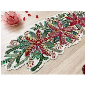 New Arrival Elegant Floral Glass Beaded <b>Table</b> <b>Runner</b> Elegant Beaded <b>Runner</b> For Dining Wedding Party & Everyday Use - Product Image 2