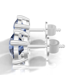 Heerani Jewels Brilliant Cut Natural <b>Blue</b> <b>Sapphire</b> Stud <b>Earrings</b> 925 Sterling Silver Silver Plated Classic Claw Setting 1.9g - Product Image 3