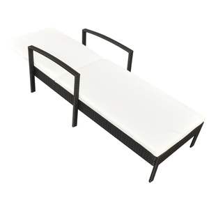 Chaise longue standard en rotin PE noir avec accoudoirs réglables, confortable pour l'extérieur - Product Image 3