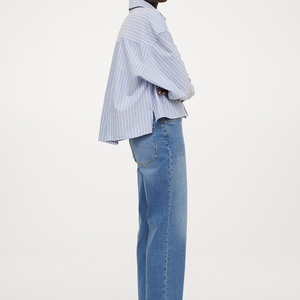 Chemisier décontracté à rayures boutonné pour femme, manches longues, coupe oversize, col classique, idéal pour le bureau et les affaires - Product Image 2