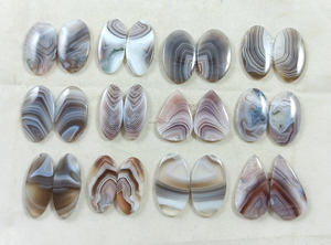 Vente en gros Agate du Botswana Paire Cabochon Pierre Semi Précieuse Naturelle pour la Fabrication de Bijoux Pierre Précieuse de Guérison pour la Fabrication de Bijoux Lot - Product Image 5