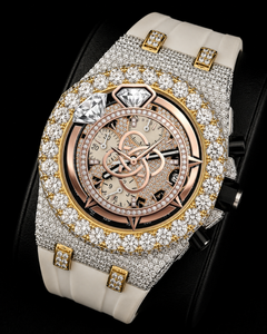 Reloj de Lujo para Hombre con Esfera Roja y Diamantes Moissanite, Completamente Cubierto de Diamantes, en Oro Rosa, Plata y Acero Inoxidable, Estilo Hip Hop - Product Image 3