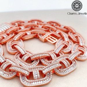 Charm_Jewells Silver 14K Gold Plated Moissanite <b>Statement</b> <b>Necklace</b> Brilliant Cut Geometric Link Chain Unisex Luxury IGI - Product Image 2