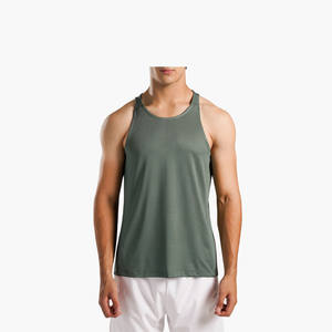 Camiseta sin mangas de algodón para hombre, personalizada al por mayor, transpirable, de color liso, lavada, para fitness y gimnasio - Product Image 1