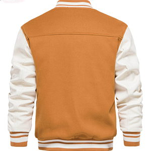 Custom Logo Oversized Breathable Winter Hooded Leather 100% Wool Men Versity Jackets <b>Stand</b> Collar Lightweight 2026 New Style - Product Image 3