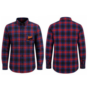 Camisas de Franela de Cuello Alto para Hombre, Invierno, Sólidas, Ecológicas, Transpirables, Antiarrugas, de Secado Rápido, Gruesas, Manga Larga, Rojas, Poliéster/Algodón - Product Image 1