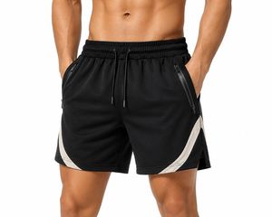 Men's Dark Gray Eco-Friendly Casual Quick Dry Sport Shorts with Drawstring Waist and Side Pockets Mid Length Athletic Wear - Product Image 4
