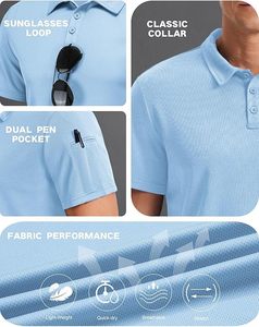 Polo pour homme en gros, respirant, à séchage rapide, avec double poche, manches courtes, style professionnel, anti-boulochage, tricoté - Product Image 5