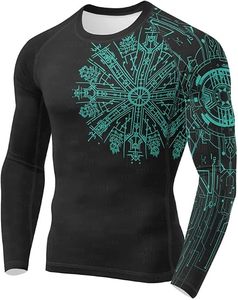 FORHOMIES Long Sleeve Rash Guard <b>Compression</b> <b>Shirt</b> <b>Men</b> Black Red Sublimation Print Jiu Jitsu MMA BJJ Grappling Fitness Top - Product Image 5