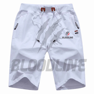 Shorts Bermuda Blancs Homme BLOODLINE à Cordon de Serrage, Imprimé Sublimation Motif Griffe, Décontractés, Taille Mi-Haute, Sportifs - Product Image 1