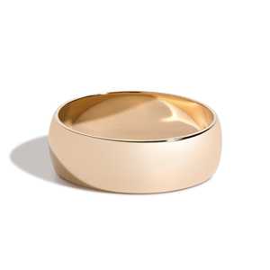 Plain Wedding Band Wide <b>Domed</b> High Polish Finish Comfort Fit <b>Rings</b> Unisex Dad Bands 14K 18K Solid Gold 925 Silver B2B Wholesale - Product Image 1