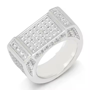 Hiphop 925 <b>Silver</b> Round Cut Diamond Moissanite <b>Ring</b> Fine Jewelry for <b>Men</b> with Iced Out - Product Image 1