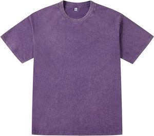 Low MOQ Men's Vintage Acid Washed Oversized Knitted Cotton Heavy Weight Eco-Friendly T-Shirts with Silk Screen Printing - Product Image 1