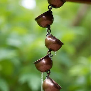 Cadena de lluvia de hierro para exteriores, para sistema de drenaje de agua de techo, decoración de jardín, patio y terraza. - Product Image 1