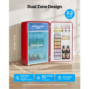 Mini Frigorifero a Porta Singola da 3,2 Cu.Ft a Basso Consumo Energetico con Temperatura Regolabile e Ripiano in Vetro per Dormitori e Hotel, Capacità 10L - Product Image 2