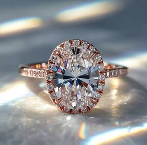 แหวนโอปอลไลน์ โมอิสซาไนต์ทรงวงรี ชุบทอง เงินแท้ 925 ดีไซน์คลาสสิก ประกายระยิบระยับ เหมาะสำหรับงานแต่งงานและงานหมั้น - Product Image 3