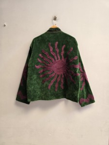 Forest Green <b>Velvet</b> Suzani <b>Jacket</b> <b>for</b> <b>Women</b> Handmade Purple Sunburst Embroidery Boho Ethnic Coat Wholesale Designer Outerwear B2 - Product Image 2