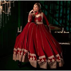 ชุดแต่งงานออกแบบโดยดีไซเนอร์พร้อมลายปักลำดับงาน pent & dupatta รวม - Product Image 4