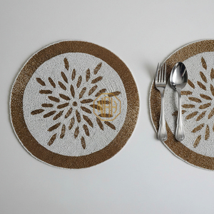 NOORIMS AKBAR HANDICRAFTS Luxury Satin Fabric <b>Beaded</b> <b>Placemats</b> Handmade Customizable Bulk Supplier for Event Decor Hospitality - Product Image 6