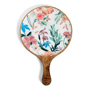 Floral Design <b>Sticker</b> Enamel Coated Mango Wooden Platter Round Serving Tray Ideal for Gifting Home and <b>Kitchen</b> Breakfast Usage - Product Image 5