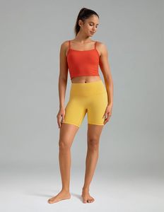 Shorts Deportivos de Cintura Alta para Mujer, Color Amarillo Sólido, Tejido Elástico, Ajuste Deportivo, Cintura Elástica, Sin Costuras - Product Image 3