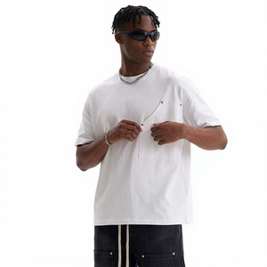 Camiseta Blanca Extra Grande de Manga Corta para Hombre con Bolsillo en el Pecho, Cuello Redondo Informal, Tejido de Punto de Algodón - Product Image 3