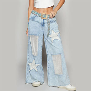 Jeans de Cintura Alta y Pierna Ancha, Tela de Algodón Suave, Ajuste Cómodo y Relajado, Ligeros, Casuales, para Uso Diario, OEM - Product Image 5