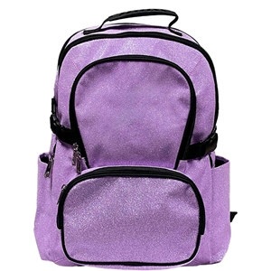 Cheerleading <b>Backpack</b> Printed Polyester Custom Pink Glitter Sparkle <b>Black</b> Trim Multi Pocket Squad Bag Bulk OEM - Product Image 5