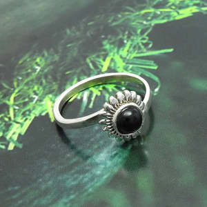 Magnificent Round Shape Black Onyx Gemstone <b>Ring</b> <b>Crafted</b> From 925 Sterling Silver Handmade Bohemian Jewelry At Wholesale Price - Product Image 4