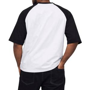 T-shirt pour homme en coton mélangé à manches courtes raglan, style décontracté, streetwear, écologique, avec empiècements contrastants, production en gros OEM - Product Image 2