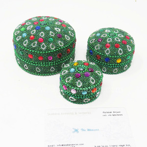 Caja de Joyería Decorativa Hecha a Mano con Cuentas Indias, Juego de 3 Piezas, para Decoración del Hogar y Regalos de Recuerdo de Boda - Product Image 6