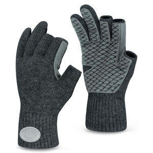 Gants de pêche demi-doigts isolés en mélange de coton unisexe toutes saisons avec design antidérapant à enfiler - Product Image 1