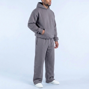 Nouvel Arrivage Survêtement Homme Personnalisé Couleur Fumée : Sweat à Capuche et Pantalon de Jogging Coupe Droite en Coton Épais - Product Image 5