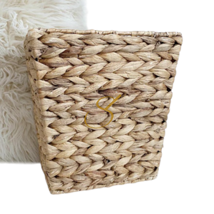 Vintage Water Hyacinth Woven Storage Basket or Planter Cover | Bohemian MCM Boho Neutral Wood Home Aesthetic - Product Image 1