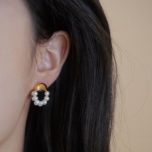 Boucles d'oreilles en or avec perles baroques d'eau douce naturelles, élégantes, pour mariée, cadeau de mariage pour demoiselle d'honneur - Product Image 3