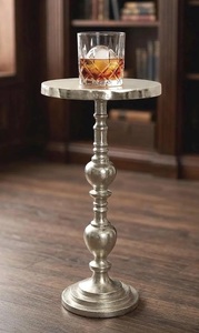 Mesa de Bar con Pedestal de Aluminio de Lujo, Tapa Redonda Compacta, Acabado Elegante, Base Resistente y Estable, Acento Moderno para Espacios de Estar - Product Image 5