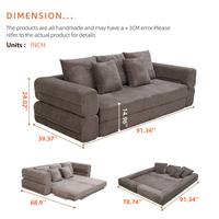 2-in-1 3-Sitzer Modulares Komprimiertes Sofa Luxuriöses Vakuum-Schaumstoffsofa Komprimiert für Wohnzimmer Knochenloses Couch-Sofa