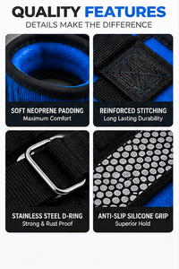 Sangle de musculation en nylon avec anneau en D, support de poignet robuste, épaisse, confortable, ajustement sécurisé, prise en main améliorée pour l'entraînement en salle de sport - Product Image 3