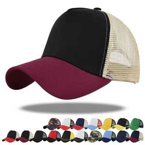 Red <b>Black</b> Mesh Trucker Cap Unisex Adjustable Breathable Casual Hat Spring Summer Adult Style - Product Image 6