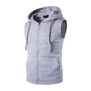 Hoodie sans manches coupe classique 100 % coton zippé respirant séchage rapide décontracté confortable pour homme - Product Image 1